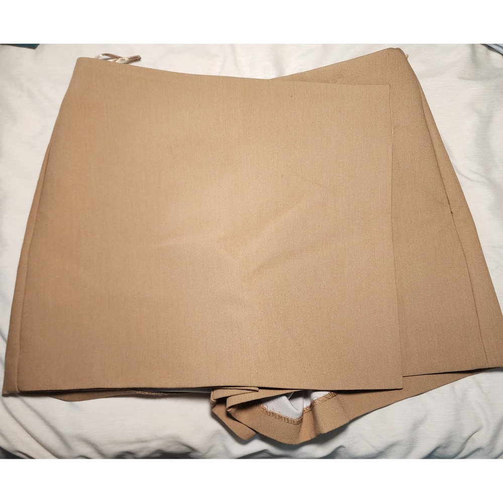 NWT Zara Wrap Skort Women S Camel Tan NEW High Waisted Tailored Mini Skirt Short